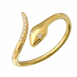 14k Yellow Gold Diamond Snake Ring