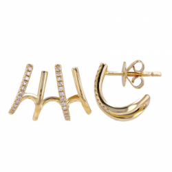 14K Yellow Gold Diamond Caged Lobe Stud Earrings
