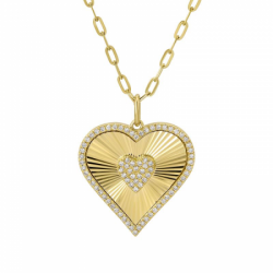 14 Fluted Diamond Heart Necklace