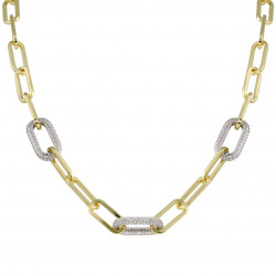 Gold Plated Cz LInk Necklace