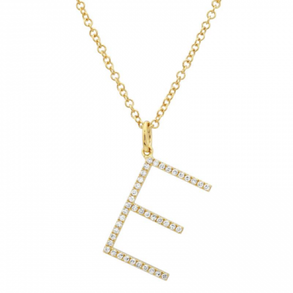 14k Yellow Gold Diamond initial Necklace