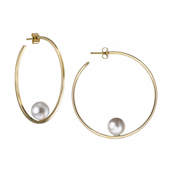 Gold Plated Hoop w Pearl