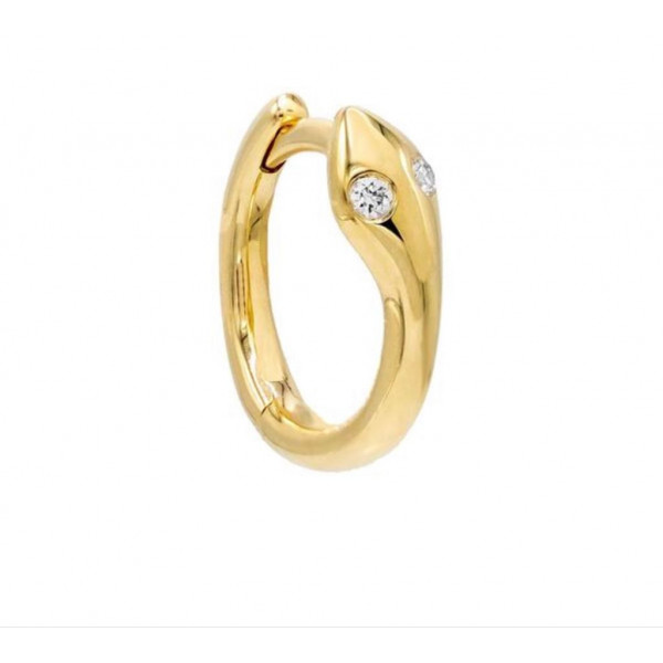 14k Yellow Gold Snake Huggie w Diamond Earrings