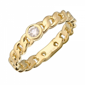 14 Yellow Gold Diamond Link Band Ring