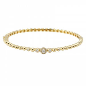 14k Yellow Gold Diamond Ball Bangle