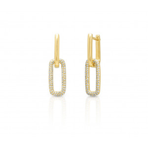 14k Yellow Gold DIamond Link Earring