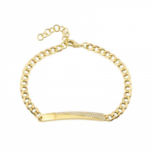 14k Yellow Gold Diamond Bar Bracelet