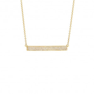 14k Yellow Gold Diamond Pave Bar Necklace
