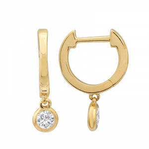 14k Yellow Gold Diamond  Dangle Earring