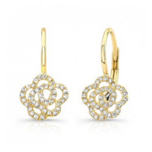 14k Yellow Gold Diamond Flower Earrings