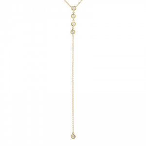 14k Yellow Gold Diamond Bezel Lariat Necklace