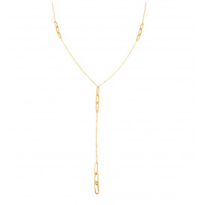 14k Yellow Gold Link Lariat Necklace