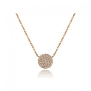 14k Yellow Gold Diamond Pave Disc Necklace