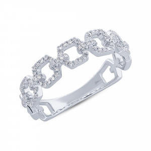 14k White Gold Diamond Link Ring