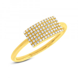 14 K Yellow Gold Pave Diamond Rectangle Ring