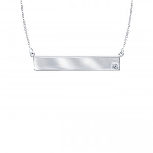 Sterling Silver Nameplate Necklace with CZ