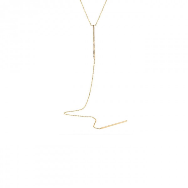 14k Gold Pave Lariat Necklace